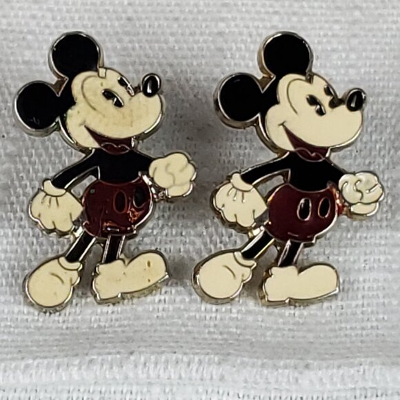 Disney Mickey Mouse Enameled Earrings Vintage - Picture 1 of 9